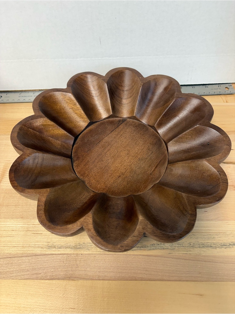 Wooden Decorative Bowl 12”x12”x2.3” EUC
